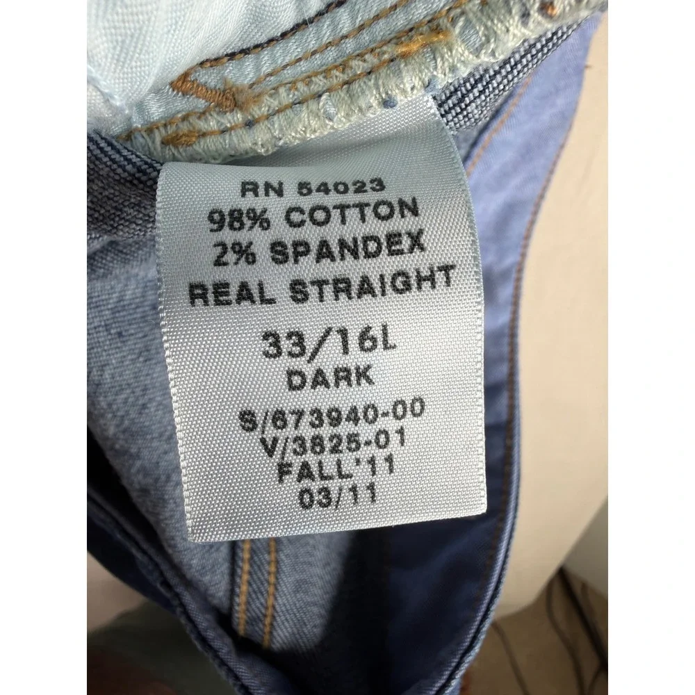 GAP 1969 Real Straight Jeans size 33/16‎ Long Blue_4